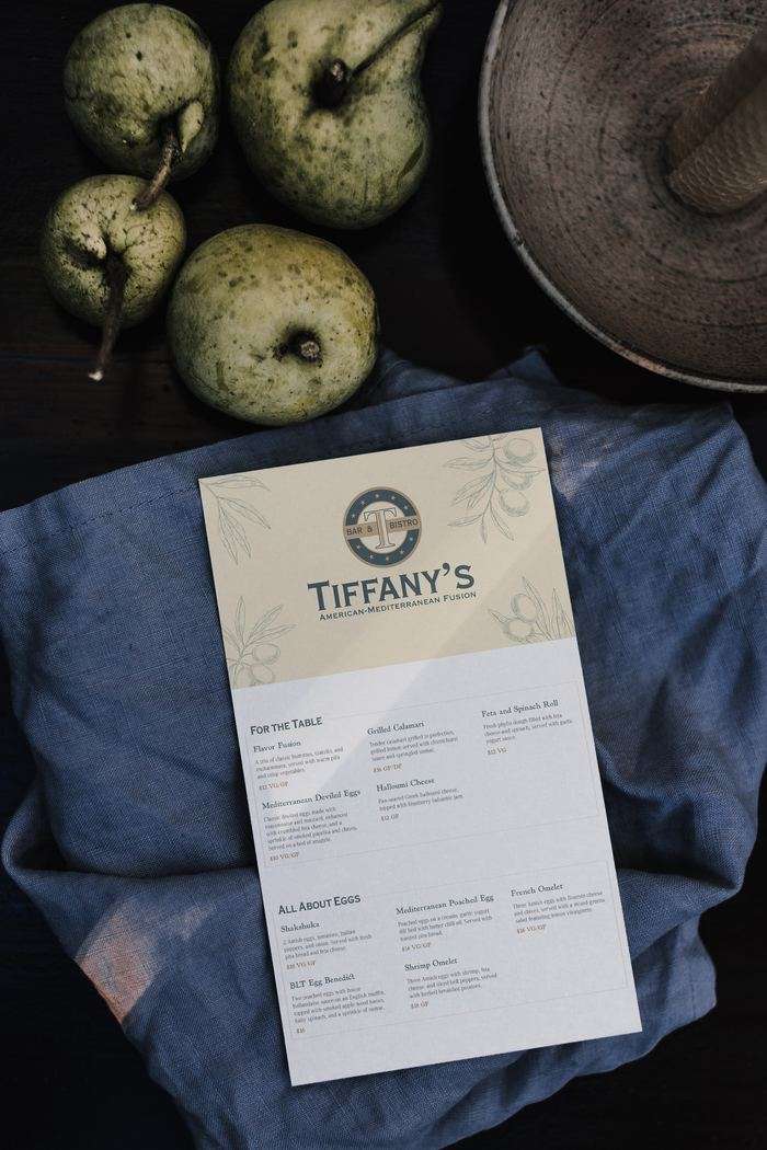 Tiffany’s Bar & Bistro, menu